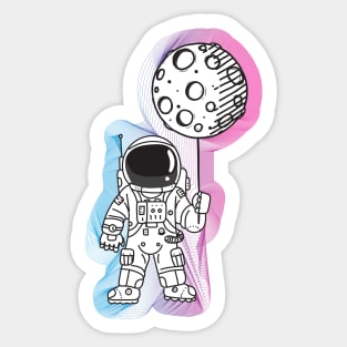 Astronaut Moon Balloon Sticker